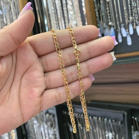 Pulseira 1 por 1 22cm 3mm Banhada a Ouro 18K
