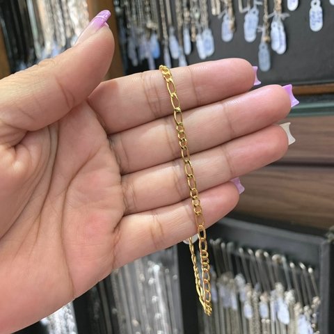 Pulseira 3 por 3 22,5cm 3mm Banhado a Ouro 18K