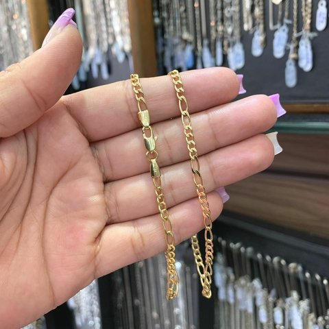 Pulseira 4 por 2 20cm 3mm Banhada a Ouro 18K
