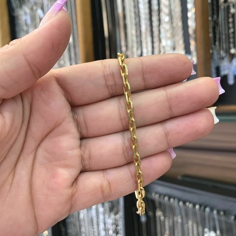 Pulseira Cartie Cadeado 18cm 4mm Banhada a Ouro 18K