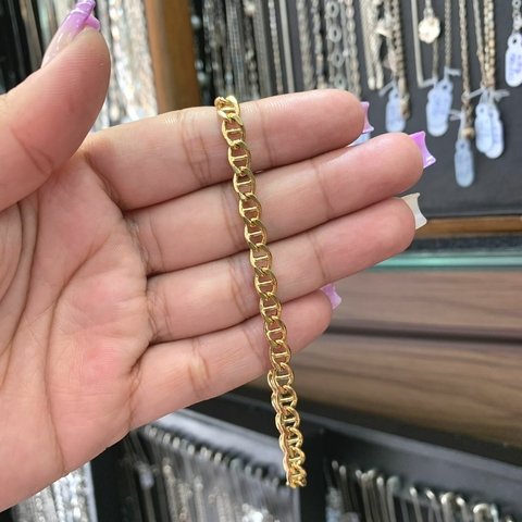 Pulseira Piastrine 21,5cm 5mm Banhada a Ouro 18K