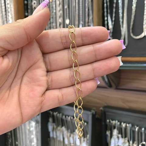 Pulseira 1 por 1 22,5cm 5mm Banhado a Ouro 18K