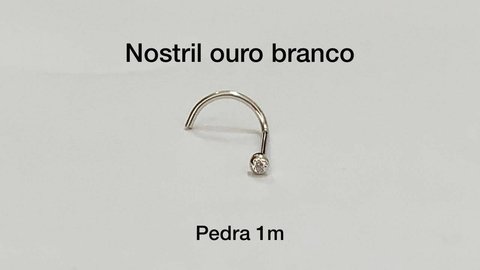 Piercing Nostril Zircônia 1mm Ouro Branco