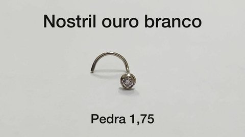 Piercing Nostril Zircônia 1.75mm Ouro Branco