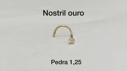Piercing Nostril Zircônia 1.25mm Ouro 18K