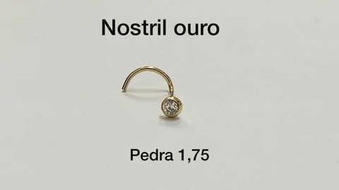 Piercing Nostril Zircônia 1.75mm Ouro 18K
