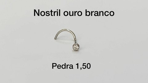 Piercing Nostril Zircônia 1.50mm Ouro Branco