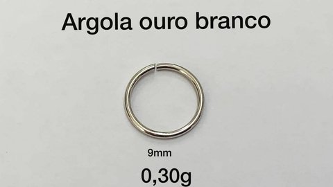 Piercing Argola Nariz 9mm Ouro Branco