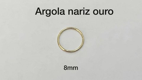 Piercing Argola Nariz 8mm Ouro 18K