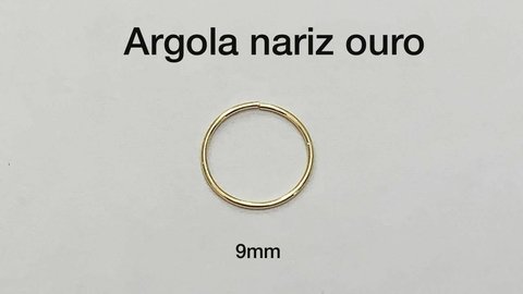 Piercing Argola Nariz 9mm Ouro 18K