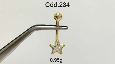 Piercing Umbigo Estrela Zircônia Ouro 18K
