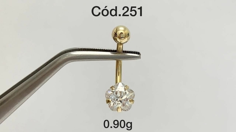 Piercing Umbigo Zircônia Ouro 18K