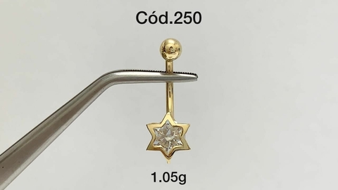 Piercing Umbigo Estrela Zircônia Ouro 18K