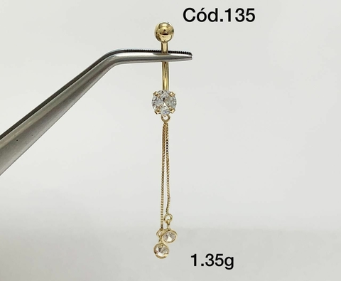 Piercing Umbigo Zircônia Ouro 18K