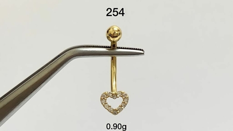 Piercing Umbigo Coração Zircônia Ouro 18K