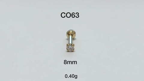 Piercing Orelha Tragus Ponto de Luz Ouro 18K