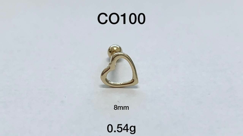 Piercing Orelha Tragus Coração Ouro 18K
