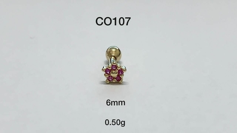 Piercing Orelha Tragus Zircônia Ouro 18K