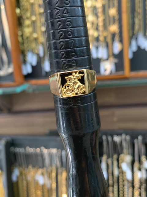 Anel Retangular São Jorge Vazado - 5.5G - Banhado a Ouro 18K
