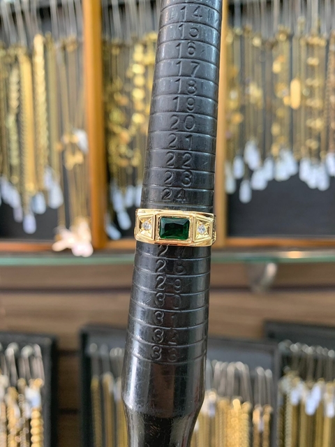 Anel Pedra Verde - 4.2G - Banhado a Ouro 18K