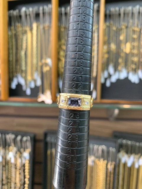 Anel Pedra Roxa - 4.7G - Banhado a Ouro 18K
