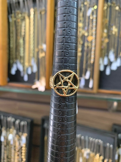 Anel Pentagrama - 6.8G - Banhado a Ouro 18K