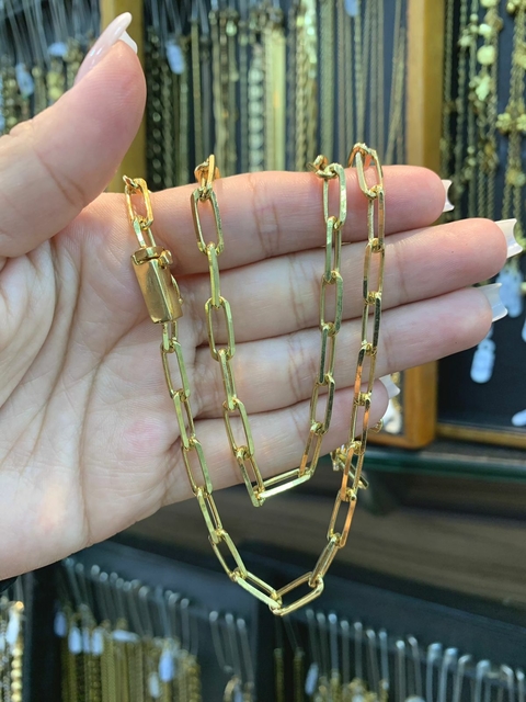 Corrente Cartie Alongada 70cm 5mm Fecho Gaveta Banhada a Ouro 18K