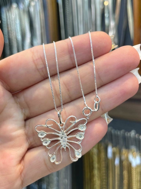 Colar Borboleta Prata 925