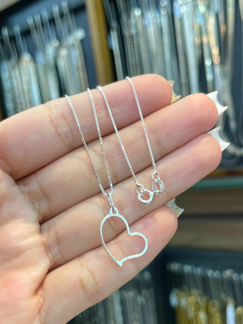 Colar Coração Vazado Prata 925