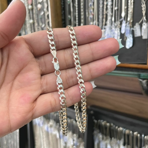 Pulseira Grumet Escama de Peixe 5mm 21cm Prata Italiana 925