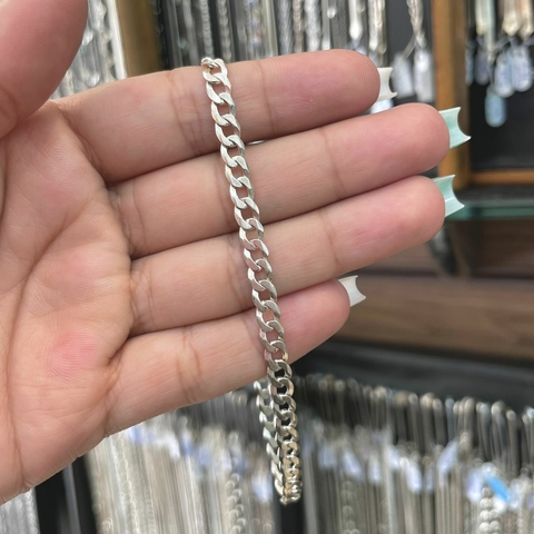 Pulseira Grumet Escama de Peixe 5mm 22cm Prata Italiana 925