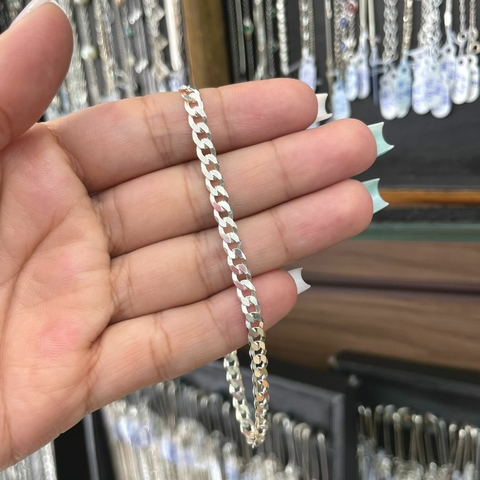 Pulseira Grumet Escama de Peixe 4mm 21cm Prata Italiana 925