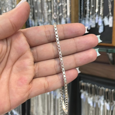 Pulseira Veneziana 3mm 22cm Prata Italiana 925