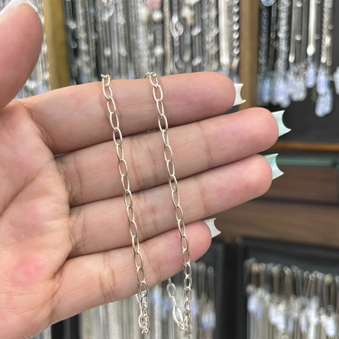 Pulseira Cartie Oval 3mm 19cm Prata Italiana 925