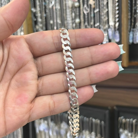 Pulseira Grumet Escama de Peixe 7mm 21cm Prata Legítima 925