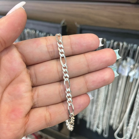 Pulseira 3 por 1 4.5mm 21cm Prata Legítima 925