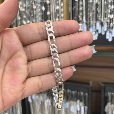 Pulseira 3 por 1 7mm 21cm Prata Italiana 925