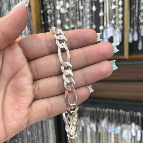 Pulseira 3 por 1 9mm 21cm Prata Italiana 925