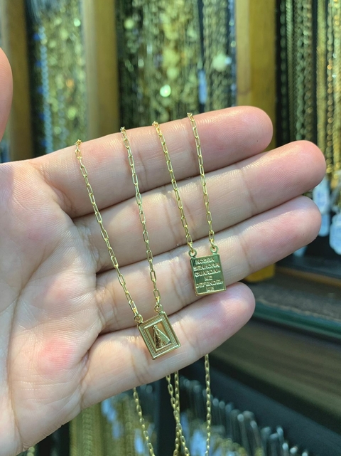 Escapulário Cartie 60cm Nossa Senhora Aparecida Banhado a Ouro 18K