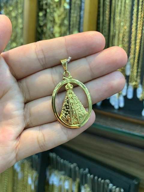 Pingente Nossa Senhora Aparecida 3X2,5cm Banhado a Ouro 18K