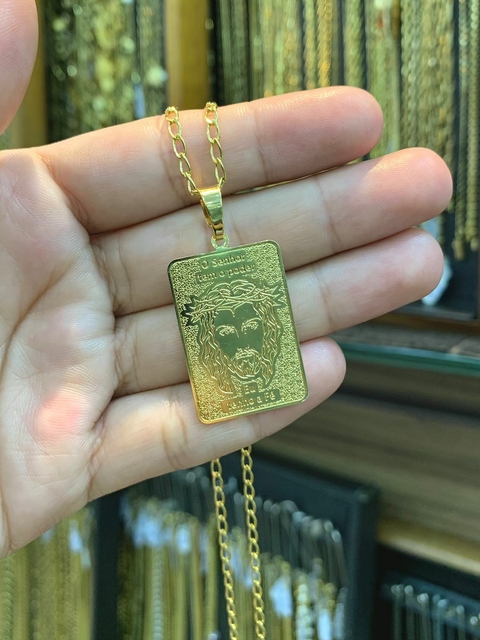 Pingente Jesus Cristo 3x2cm Banhado a Ouro 18K
