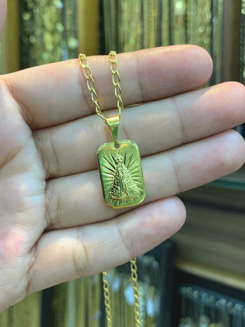 Pingente Nossa Senhora Aparecida 2X1,5cm Banhado a Ouro 18K