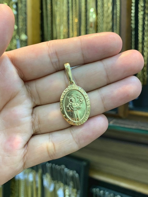 Pingente São Francisco de Assis 2,2X1,6cm Banhado a Ouro 18K