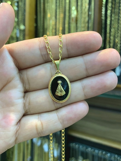 Pingente Nossa Senhora Aparecida 2X1,5cm Banhado a Ouro 18K