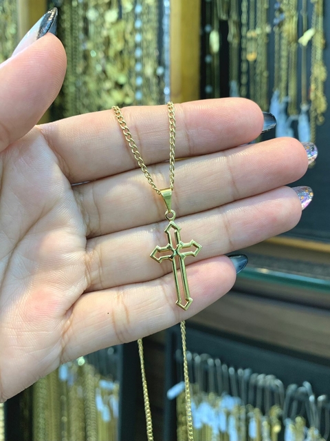 Pingente Cruz 2,5X1,5cm Banhado a Ouro 18K