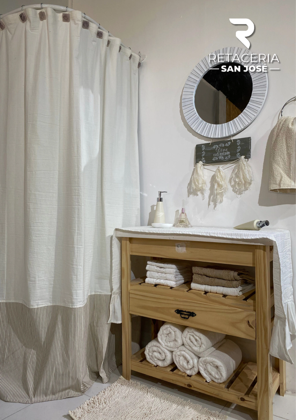 Cortina de baño Tusor con volados