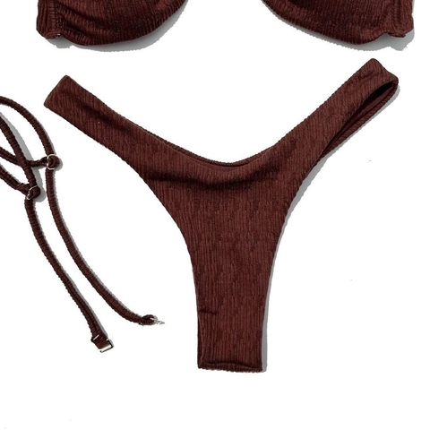 Calcinha Tulum Textura Marrom - comprar online