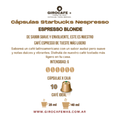ESPRESSO BLONDE - CAJA x 10 CAPSULAS STARBUCKS NESPRESSO - comprar online