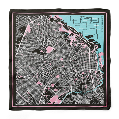 Pañuelo Buenos Aires (Negro Rosa Celeste)