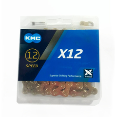 Cadena Kmc X12 Dorada 12 Velocidades 126 Eslabones X12-ti